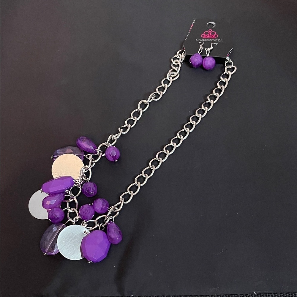 Paparazzi Bold Purple and Silver Necklace Set